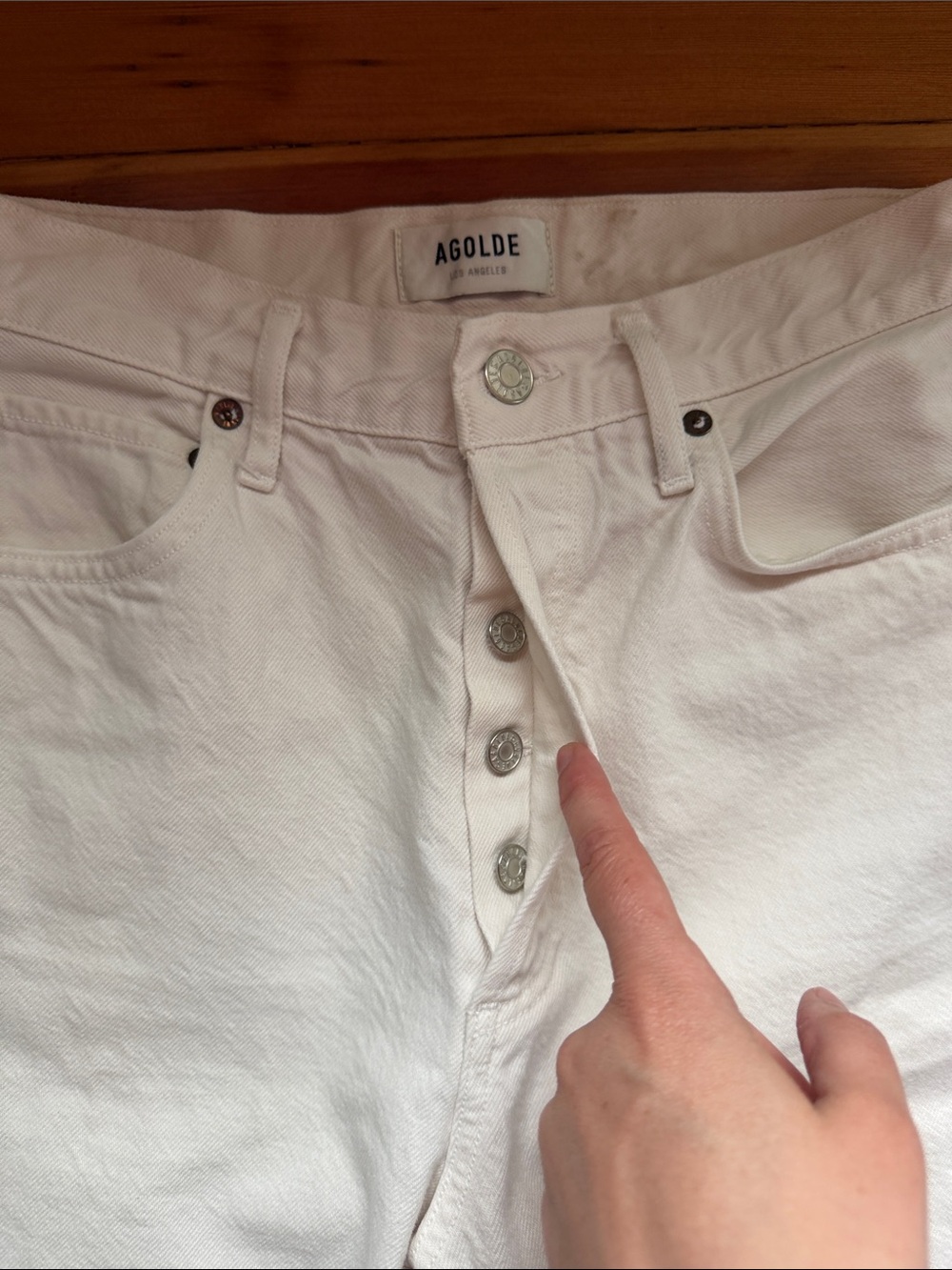 Agolde 90s Pinch Waist Straight Jeans Size 27 in Creamy White - Picture 3 of 7